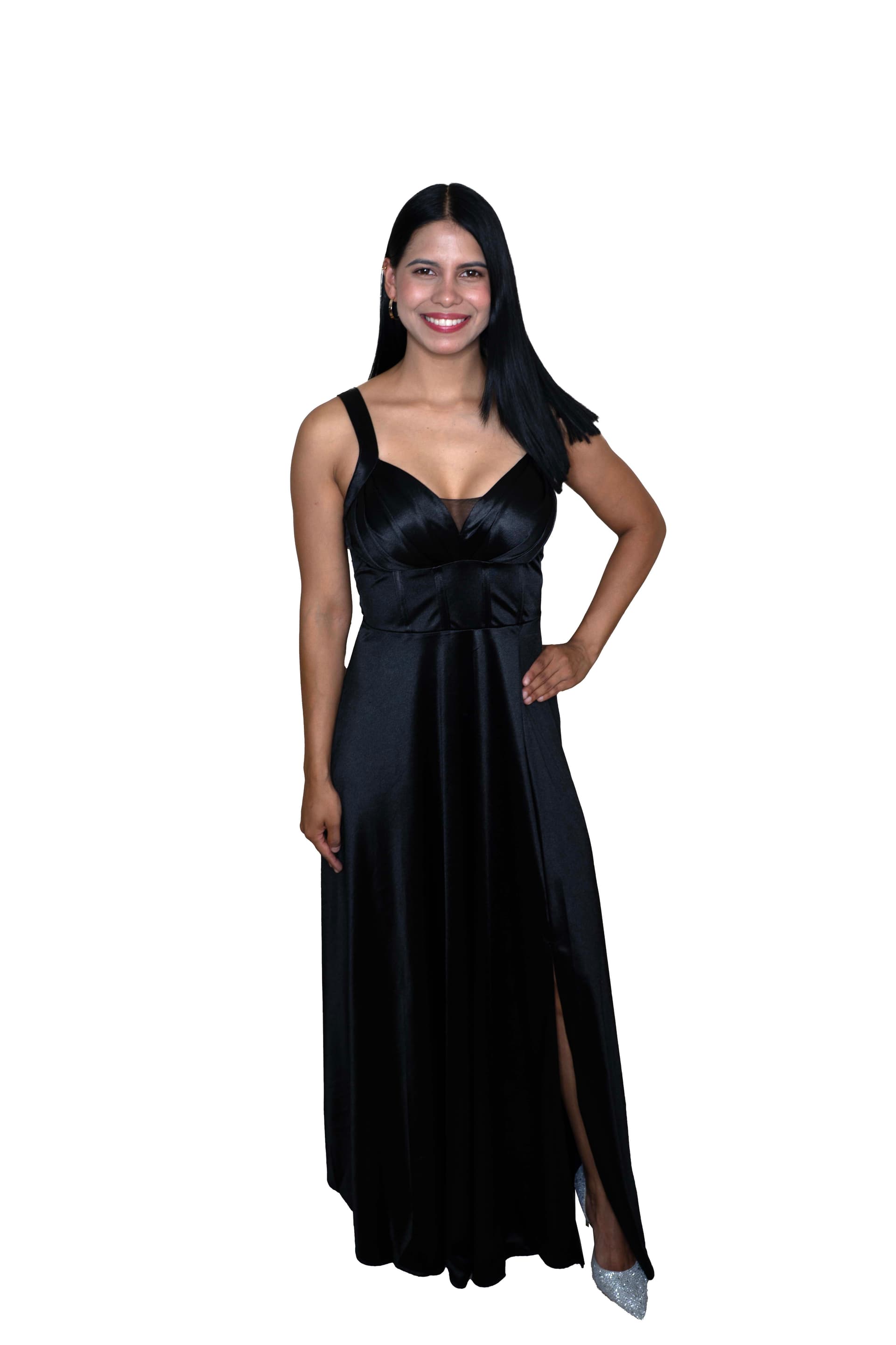 Vestido Satín Negro Largo – Elegancia Clásica